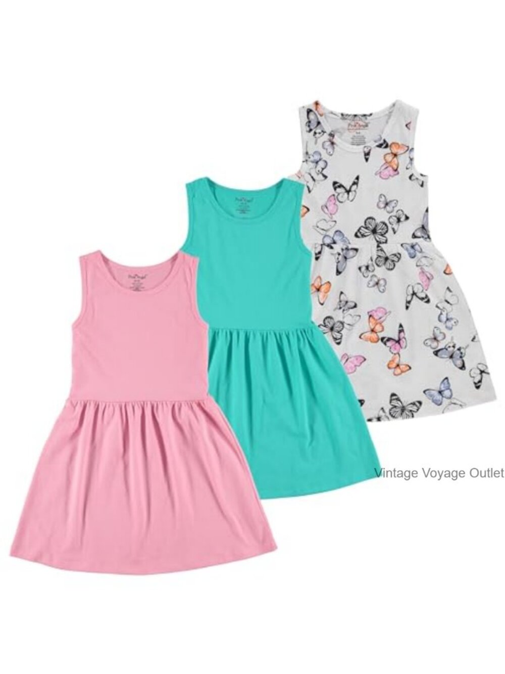 Girls 3-Pack Cotton A-Line Sleeveless Summer Dresses